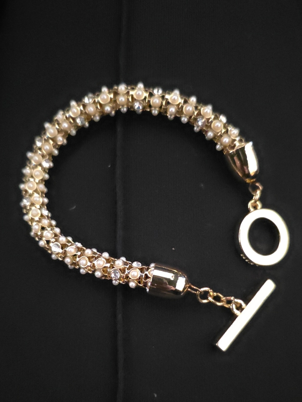 Anne Klein Crystal Glass Tubular Pave Bracelet